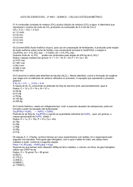 LISTA DE EXERCÍCIOS – 2º ANO – QUÍMICA