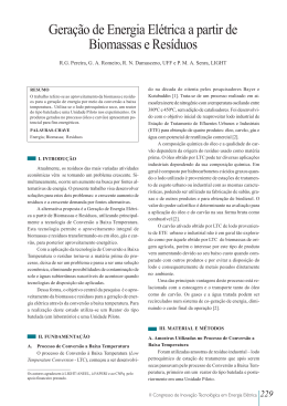 Gera&ccedil;&atilde;o de Energia El&eacute;trica a partir de Biomassas e Res&iacute;duos