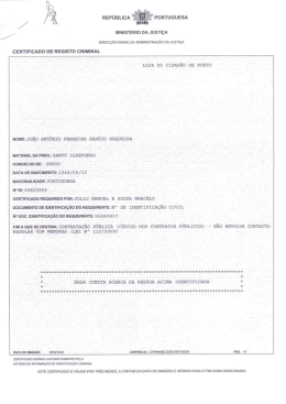 Certificado de Registo Criminal de João António Ferreira