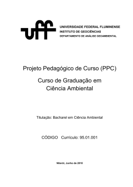 PPC Bacharelado Interdisciplinar em Ci&ecirc;ncias Ambientais &ndash; UFF/IG