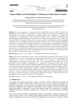 Vitaliza&ccedil;&atilde;o ou Especula&ccedil;&atilde;o Urbana?