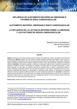 influ&ecirc;ncia do aleitamento materno na obesidade e fatores de risco