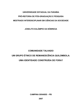 comunidade talhado um grupo etnico de remanesc&ecirc;ncia