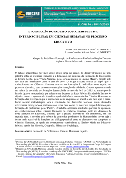 a forma&ccedil;&atilde;o do sujeito sob a perspectiva interdisciplinar em ci&ecirc;ncias
