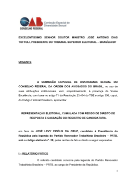 EXCELENTÍSSIMO SENHOR DOUTOR MINISTRO JOSÉ ANTÔNIO