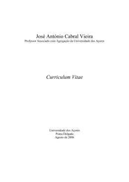 Jos&eacute; Ant&oacute;nio Cabral Vieira Curriculum Vitae