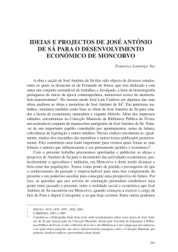 ideias e projectos de jos&eacute; ant&oacute;nio de s&aacute; para o desenvolvimento