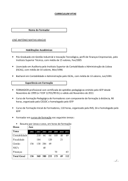CURRICULUM VITAE Nome do Formador JOS&Eacute; ANT&Oacute;NIO MATIAS