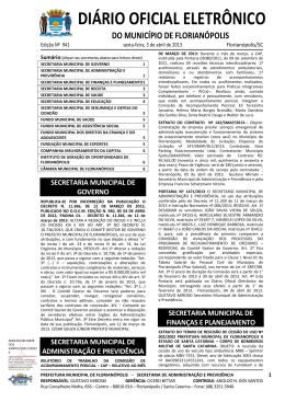 DI&Aacute;RIO OFICIAL ELETR&Ocirc;NICO - Prefeitura Municipal de Florian&oacute;polis