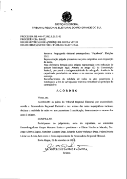 Ac&oacute;rd&atilde;o - processo RE44047 - Tribunal Regional Eleitoral do Rio