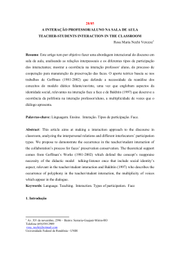 A INTERAÇÃO PROFESSOR/ALUNO NA SALA DE AULA - IP/PUC-SP