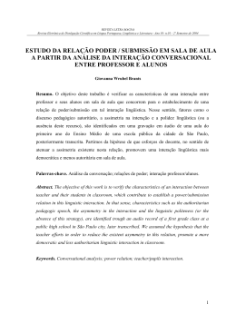 estudo da rela&ccedil;&atilde;o poder / submiss&atilde;o em sala de aula