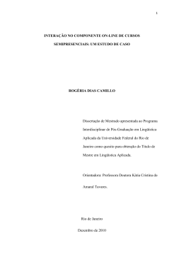 INTERA&Ccedil;&Atilde;O NO COMPONENTE ON-LINE DE CURSOS