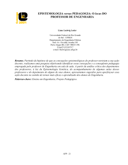 EPISTEMOLOGIA versus PEDAGOGIA: O locus DO PROFESSOR
