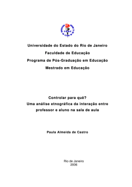 uma an&aacute;lise etnogr&aacute;fica da intera&ccedil;&atilde;o entre professor e