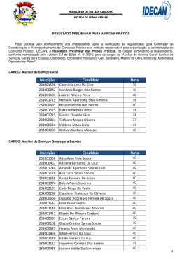 Inscri&ccedil;&atilde;o Candidato Nota Inscri&ccedil;&atilde;o Candidato Nota