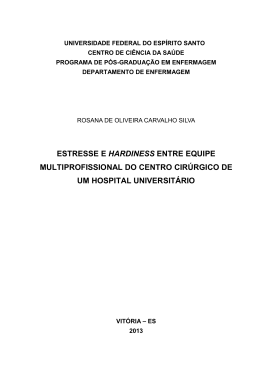 estresse e hardiness entre equipe multiprofissional do centro
