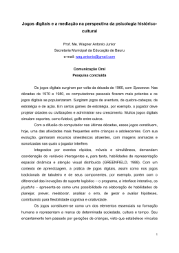 Jogos digitais e a media&ccedil;&atilde;o na perspectiva da psicologia