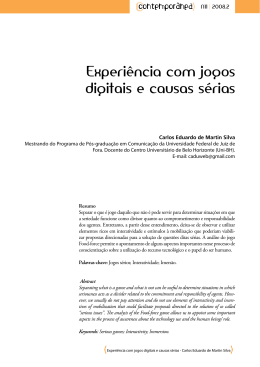 Experi&ecirc;ncia com jogos digitais e causas s&eacute;rias