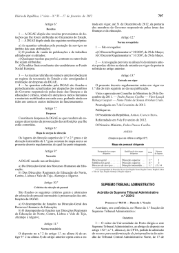 Ac&oacute;rd&atilde;o do Supremo Tribunal Administrativo n.&ordm; 2/2012.