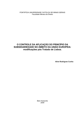 O Controle da Aplicação do Principio da Subsidariedade no Âmbito