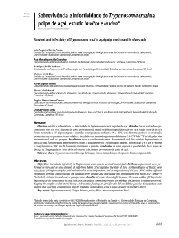 Sobreviv&ecirc;ncia e infectividade do Trypanosoma cruzi na polpa de a&ccedil;a&iacute;