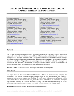 IMPLANTA&Ccedil;&Atilde;O DO BALANCED SCORECARD: ESTUDO DE CASO