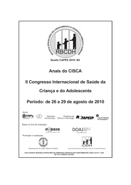 Anais do CISCA II Congresso Internacional de Saúde da Criança e