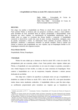 1 A hospitalidade em Pelotas no s&eacute;culo XIX e in&iacute;cio do s&eacute;culo XX