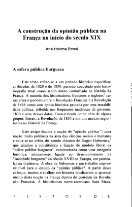 A constru&ccedil;&atilde;o da opini&atilde;o p&uacute;blica na Fran&ccedil;a no in&iacute;cio do s&eacute;culo XIX