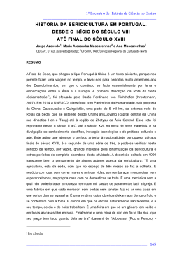hist&oacute;ria da sericicultura em portugal. desde o in&iacute;cio do s&eacute;culo viii at&eacute;