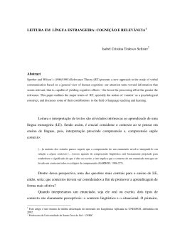 LEITURA EM L&Iacute;NGUA ESTRANGEIRA: COGNI&Ccedil;&Atilde;O E