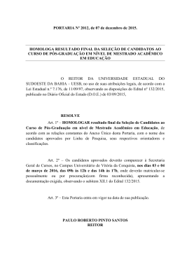 Resultado final da sele&ccedil;&atilde;o do Mestrado em Educa&ccedil;&atilde;o