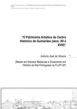 “O Património Artístico do Centro Histórico de Guimarães (sécs. XII a