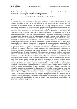 1 Delineando a Estrat&eacute;gia de Integra&ccedil;&atilde;o Vertical em um