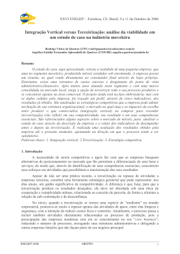 Integra&ccedil;&atilde;o Vertical versus Terceiriza&ccedil;&atilde;o: an&aacute;lise da