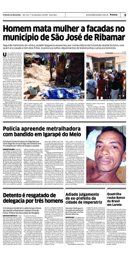 Homem mata mulher a facadas no munic&iacute;pio de S&atilde;o Jos&eacute; de Ribamar
