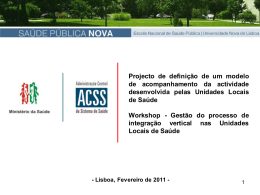 Defini&ccedil;&atilde;o de um modelo de acompanhamento da actividade