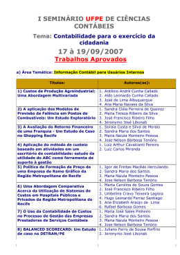 I SEMIN&Aacute;RIO UFPE DE CI&Ecirc;NCIAS CONT&Aacute;BEIS Tema
