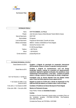 Curriculum Vitae Nome MARTINS CASACA, JOS&Eacute; PAULO Filia&ccedil;&atilde;o