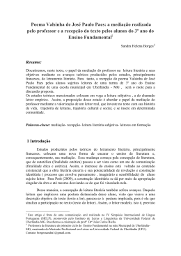 Poema Valsinha de Jos&eacute; Paulo Paes: a media&ccedil;&atilde;o realizada pelo