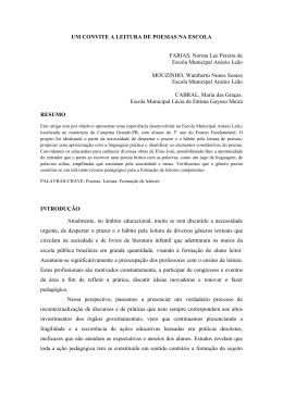 UM CONVITE A LEITURA DE POESIAS NA ESCOLA FARIAS