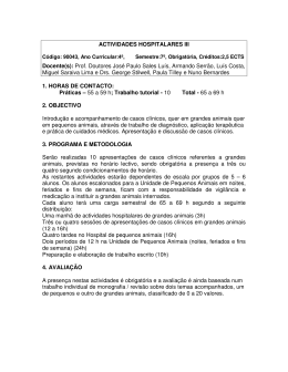 ACTIVIDADES HOSPITALARES III Docente(s): Prof. Doutores