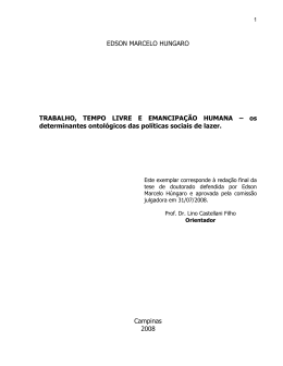 HUNGARO, Edson Marcelo. Trabalho, tempo livre e emancipa&ccedil;&atilde;o