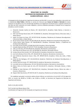 resultado do edital de selecao de alunos especiais entrada