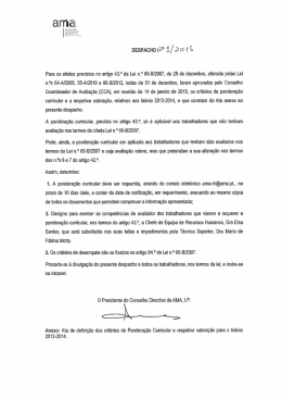 Pondera&ccedil;&atilde;o Curricular Bi&eacute;nio 2013/2014