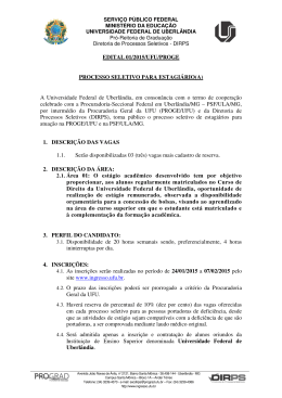EDITAL 01/2015/UFU/PROGE PROCESSO SELETIVO PARA