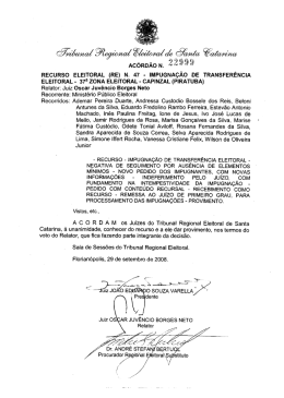 Ac&oacute;rd&atilde;o n. 22.999 - Tribunal Regional Eleitoral de Santa Catarina