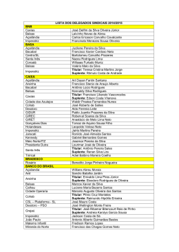 LISTA DOS DELEGADOS SINDICAIS 2014/2015 BNB Caxias Jos&eacute;