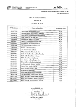 Hor&aacute;rio 15 - Agrupamento de Escolas D. Dinis, Odivelas